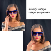 ÉÌƷͼƬ 129 | B0C5378735 | FEISEDY Vintage Square Cat Eye Sunglasses Women Trendy Cateye Sunglasses B2473