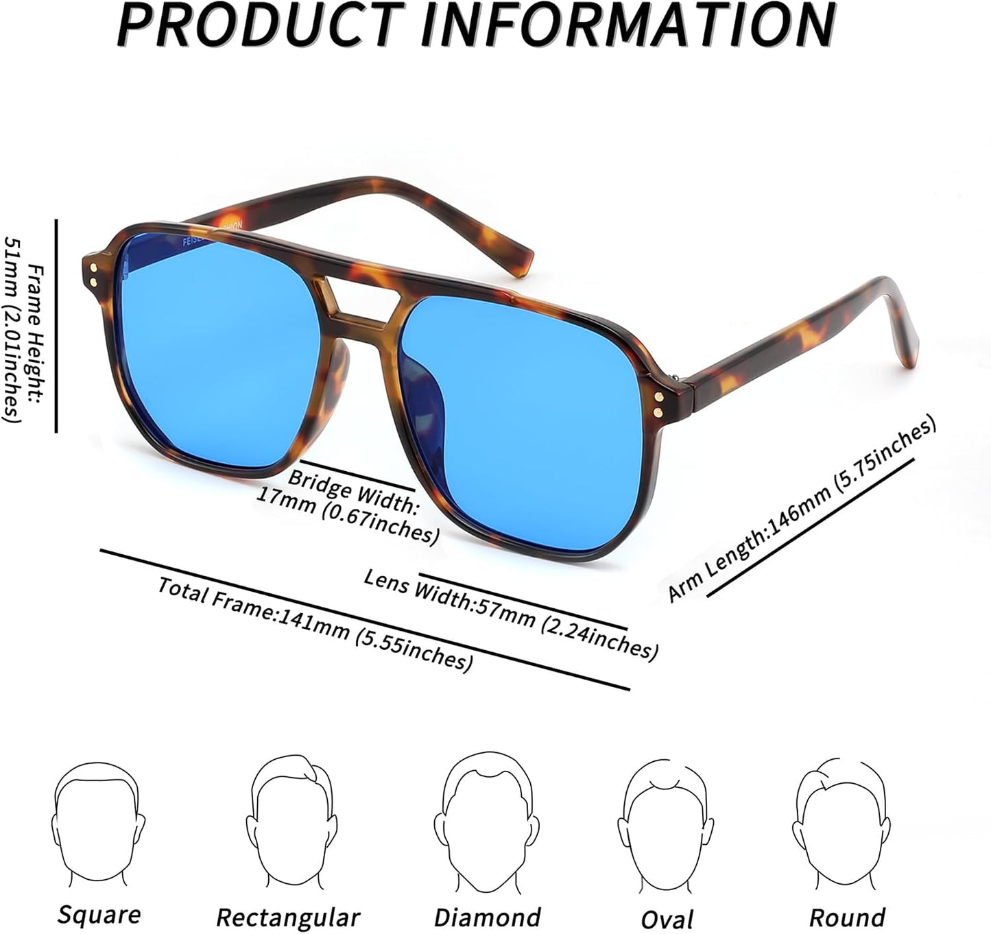 商品图片 66 | B09J8999GR | FEISEDY Retro Square Aviator Sunglasses Women Men 70s Vintage Trendy Plastic Frame Sun Glasses B2835