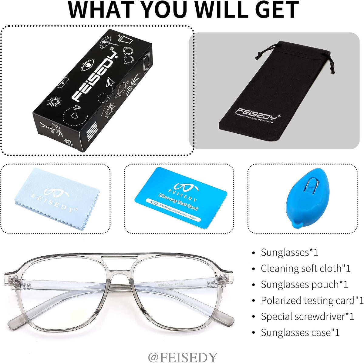 商品图片 12 | B0BYCYNXHJ | FEISEDY Lightweight Pilot Glasses Frame Blue Light Blocking Glasses Women Men Oversized Square Computer Glasses B2387