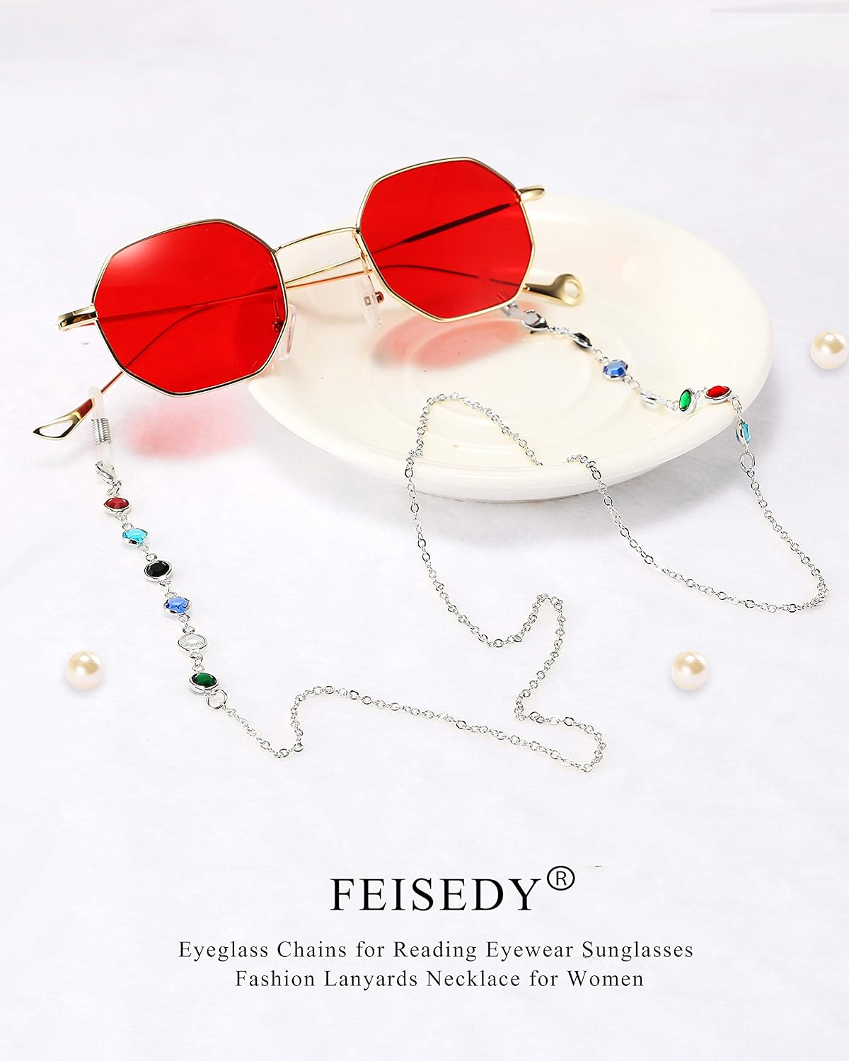 商品图片 2 | B07YZG73PK | FEISEDY Eyeglasses Lanyards for Women Reading Glasses Fashion Lanyards Necklace - Eyewear Retainer B2525