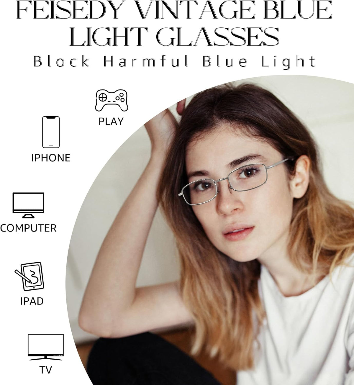 ÉÌƷͼƬ 24 | B0DQ3B3RQP | FEISEDY Vintage Blue Light Glasses for Women Metal Y2K Rectangle Glasses Gold Silver Fake Nerd Eyewear Frame B0271
