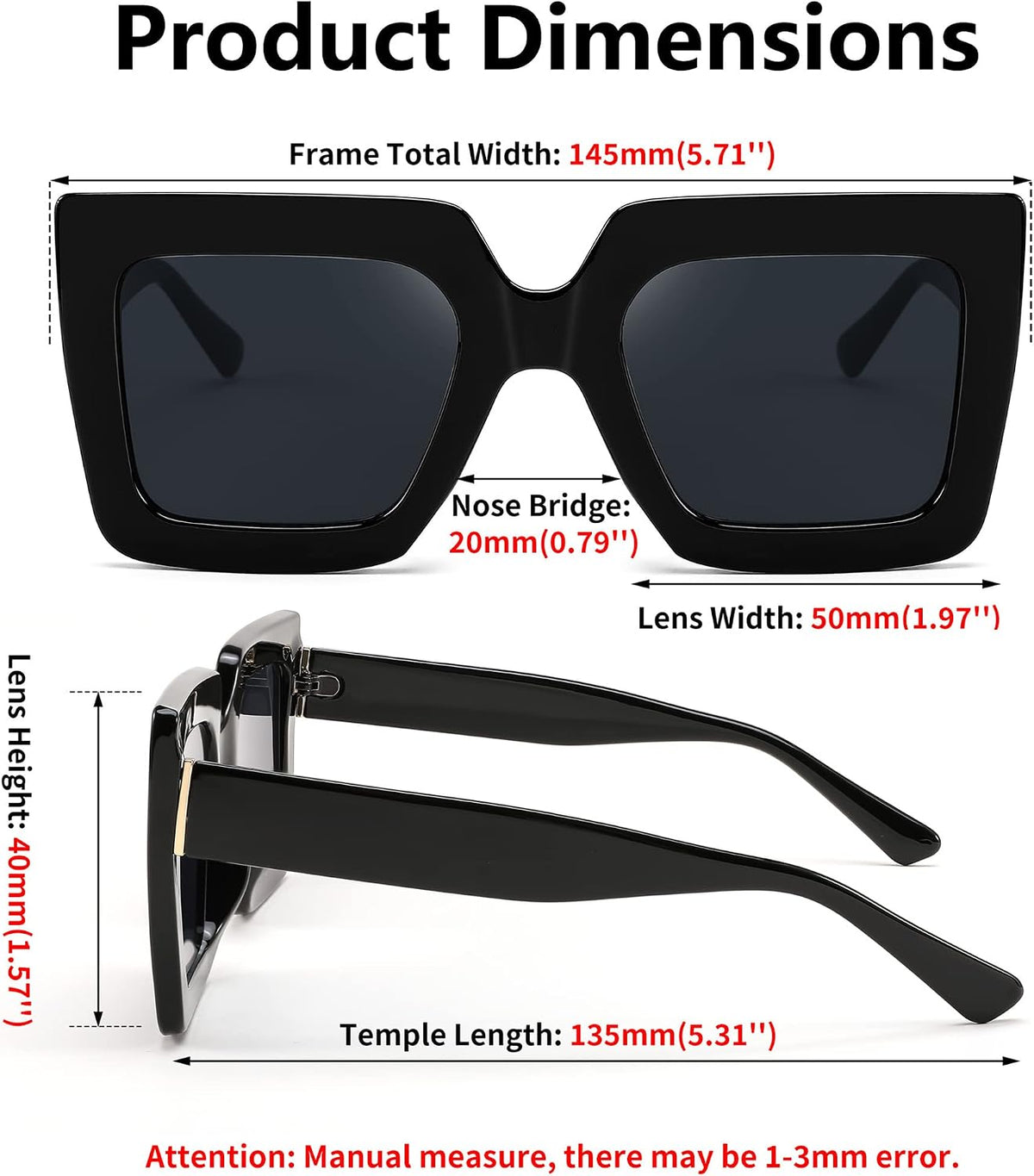 ÉÌƷͼƬ 6 | B0BZRNQQL1 | FEISEDY Oversized Square Sunglasses for Women Fashion Shades Luxury Big Sun Glasses UV400 Protection B2380
