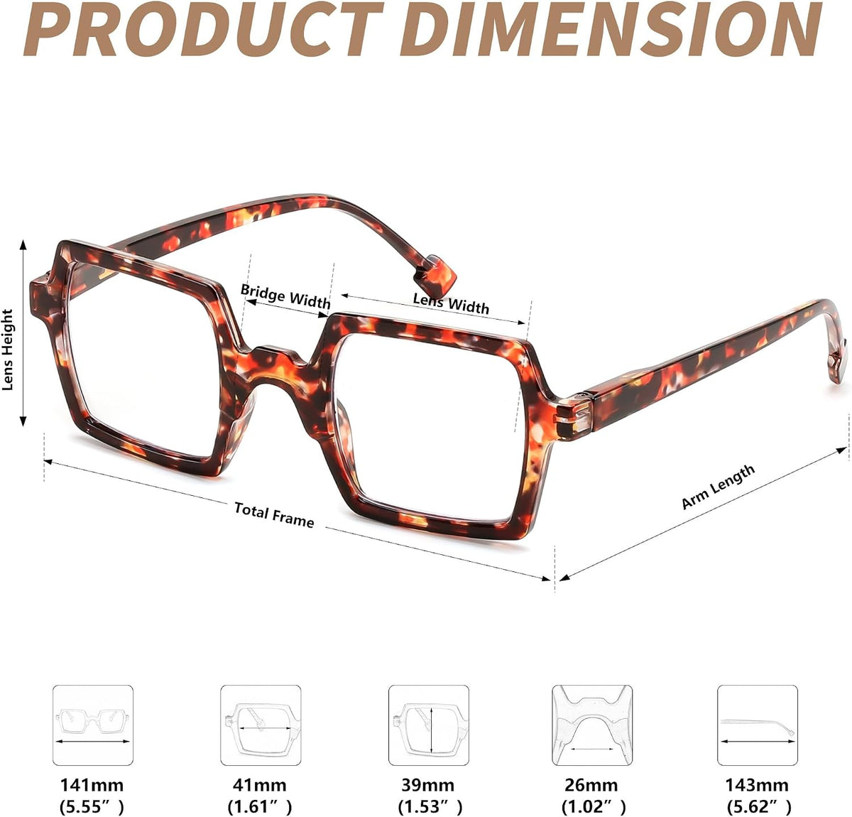 商品图片 13 | B0DNDMV881 | FEISEDY Fashion Blue Light Reading Glasses for Women Square Retro Anti- Glare Digital Eyestrain Readers B0261