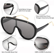 ÉÌƷͼƬ 49 | B085PPHWTZ | FEISEDY Retro Oversized Sunglasses Women Men One Piece Frame B2580