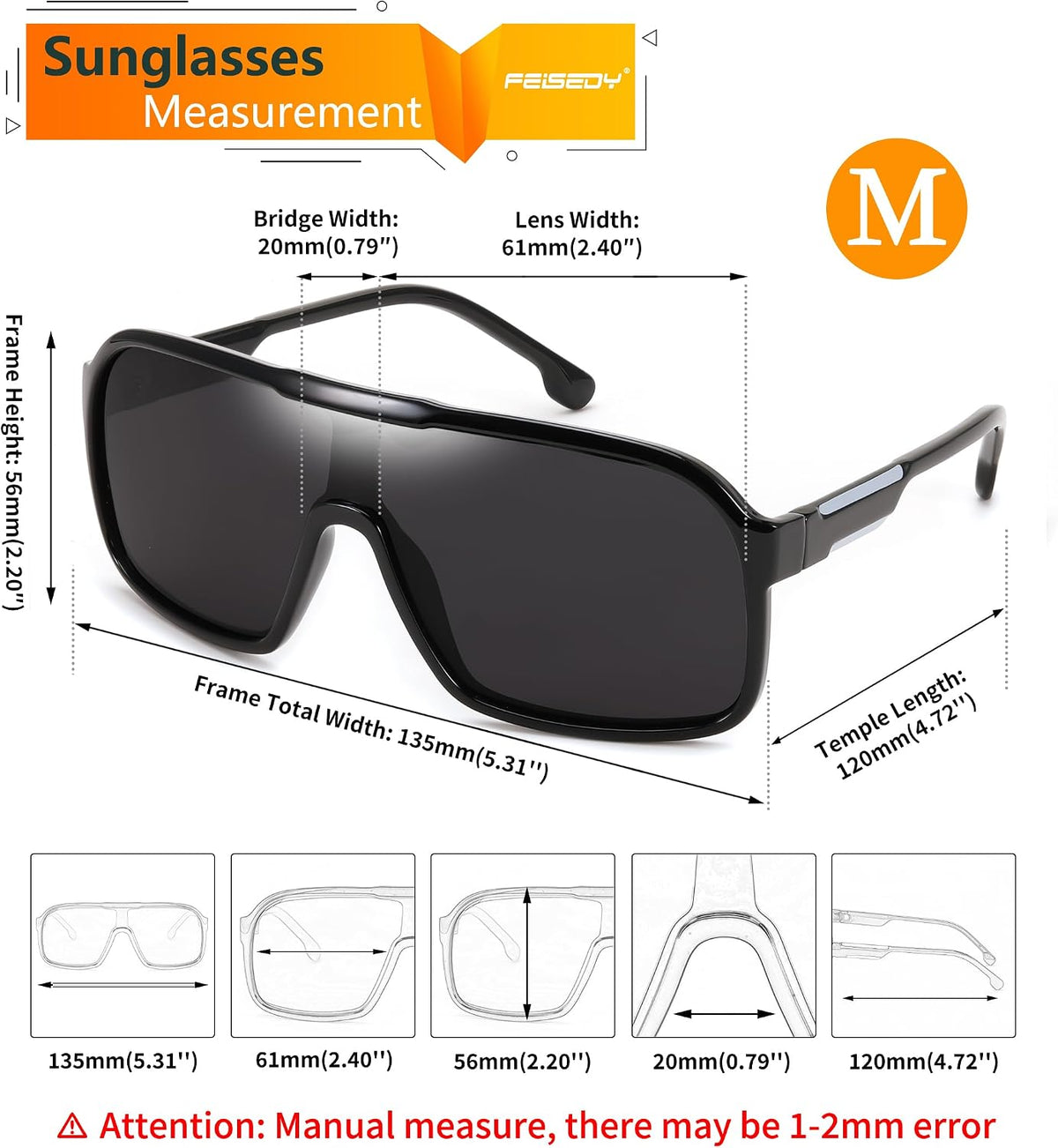 ÉÌƷͼƬ 51 | B0CWTZ9491 | FEISEDY Fashion Polarized Sunglasses Oversized One Piece Reflective Lens Sports Sun Glasses B0122