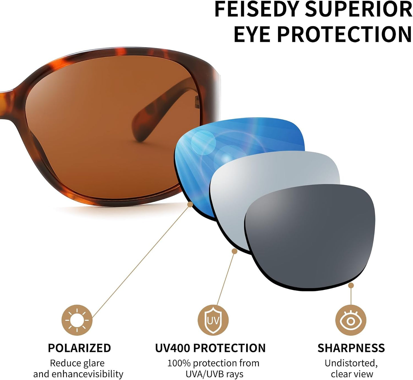 商品图片 19 | B0H4R52F3D | FEISEDY Women's Polarized Sunglasses Wrap Around Vintage Fashion Sunnies UV400 Protection B0394