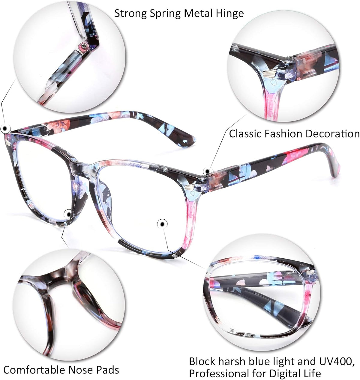ÉÌƷͼƬ 12 | B07Z19XLDT | FEISEDY Vintage Reading Blue Light Blocking Glasses Women Men Reader Spring Hinge Glasses B2519
