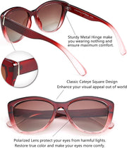 ÉÌƷͼƬ 77 | B07M9V125F | FEISEDY Polarized Vintage Sunglasses American Womens Square Jackie O Cat Eye Sunglasses B2451