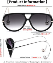 ÉÌƷͼƬ 4 | B0F8N8W8JM | FEISEDY Oversized Aviator Sunglasses With Earring Design for Women Large Big Frame Luxury Designer Shades for Ladies B0296
