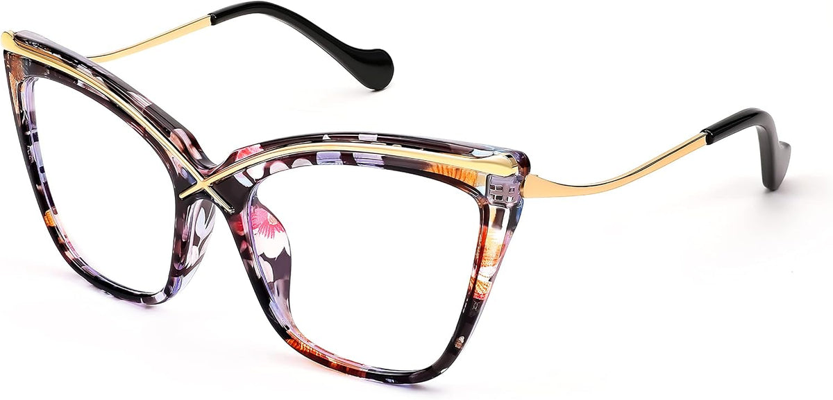 Floral / 55 Millimeters | B0B63L3924 | FEISEDY Women Oversized Square Blue Light Blocking Glasses Anti Eyestrain Cat Eye Fashion Eyewear B2956