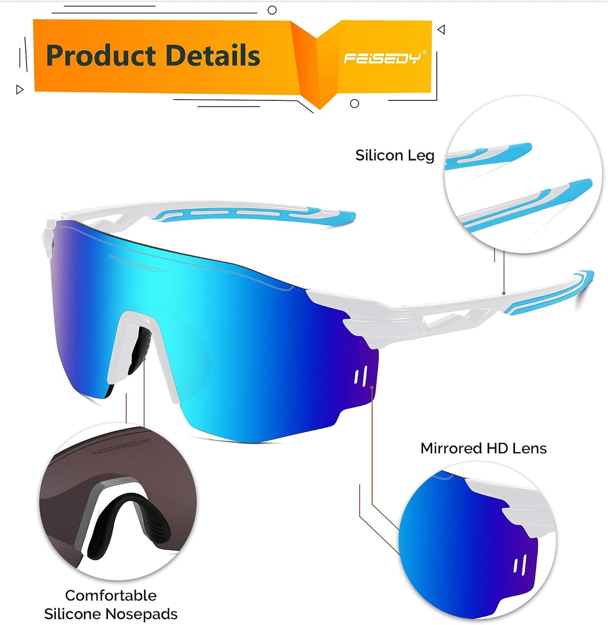 ÉÌƷͼƬ 14 | B0CYZM95KC | FEISEDY Rimless Sports Sunglasses for Men Women Tr90 Frame for Cycling Fishing Running B0116