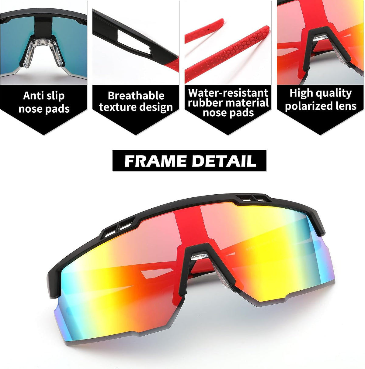 ÉÌƷͼƬ 32 | B0CBRSHNT3 | FEISEDY Sports Sunglasses for Men and Women, UV400 Protection Cycling Goggles Golf Baseball Driving Fishing B0022