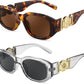 2 Pack Brown+gray / 54 Millimeters | B0F25VZC93 | FEISEDY Retro Trendy Rectangle Sunglasses Women Men Narrow Shades B2322