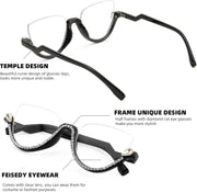 ÉÌƷͼƬ 4 | B0BK84HWH8 | FEISEDY Women Blue Light Blocking Glasses Fashion Half Frame Cat Eye Glasses Inlaid Diamond Anti Eyestrain B2995