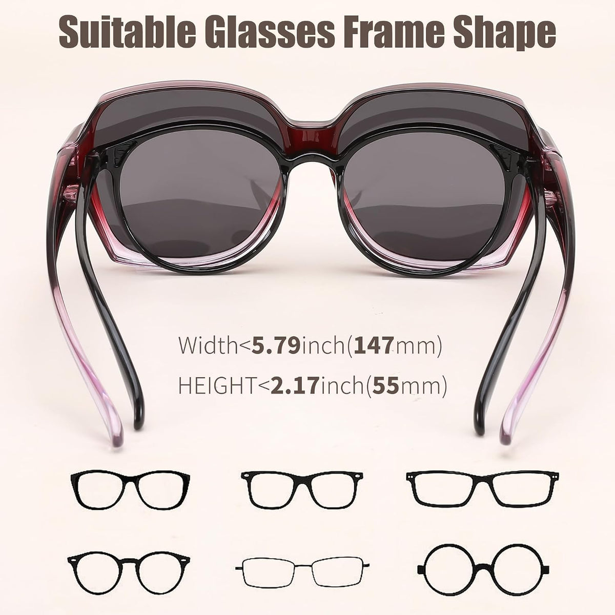 ÉÌƷͼƬ 3 | B0CPJ88KXS | FEISEDY Fit Over Glasses Sunglasses Polarized for Women Sunglasses Over Prescription Glasses Oversized UV Protection B1114