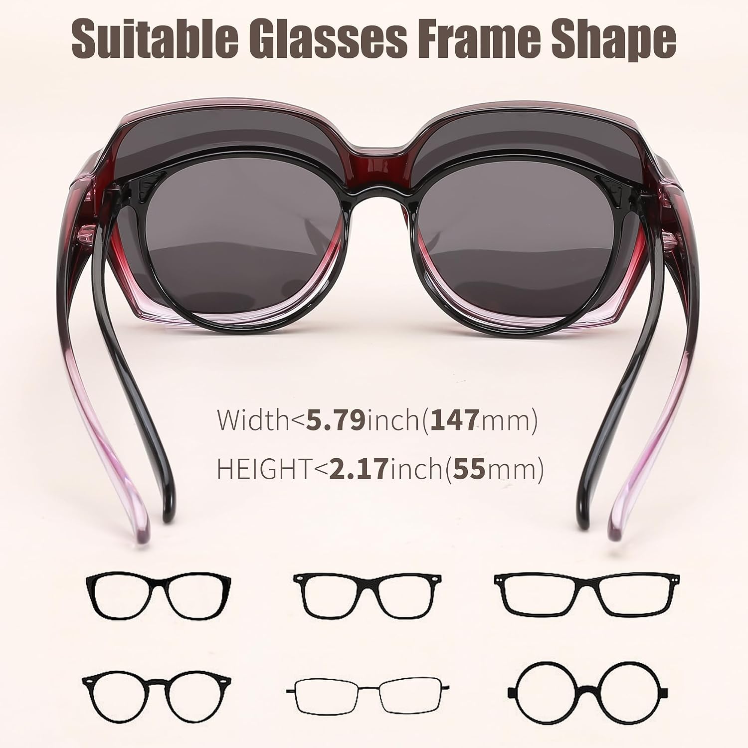 商品图片 3 | B0CPJ88KXS | FEISEDY Fit Over Glasses Sunglasses Polarized for Women Sunglasses Over Prescription Glasses Oversized UV Protection B1114