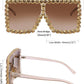 商品图片 27 | B096YZPRF2 | FEISEDY Oversized Sparkling Crystal Sunglasses Disco Diamond Flat Top Fashion Square Large Shades B2782