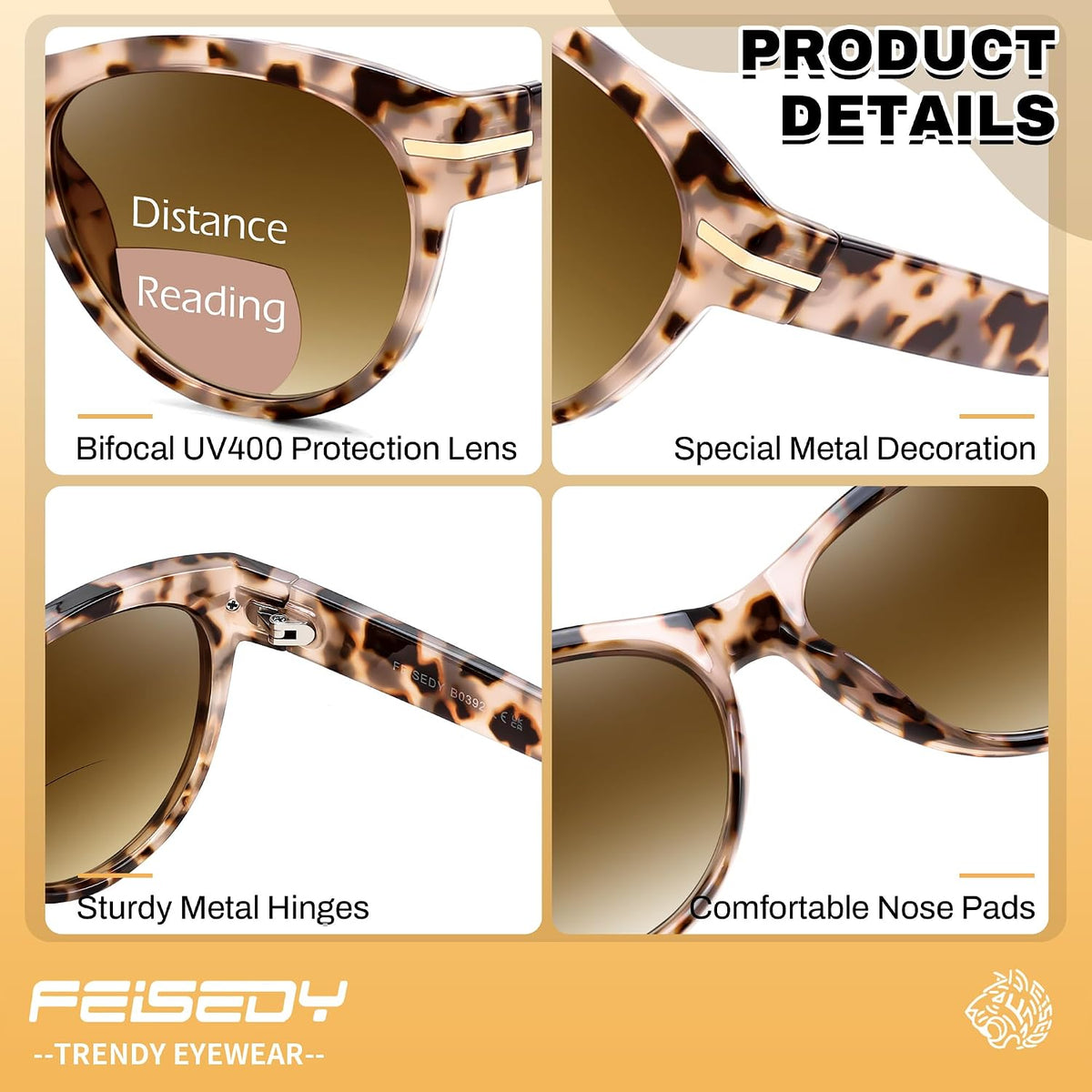 ÉÌƷͼƬ 22 | B0HDS914Y5 | FEISEDY Bifocal Sunglasses Reader Women Stylish Cat Eye Sun Readers B0392