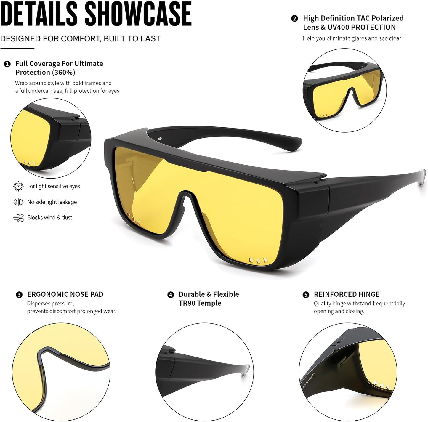 商品图片 5 | B0H2Z4Q1KM | FEISEDY Fit Over Glasses Polarized Sunglasses for Men Women B0456