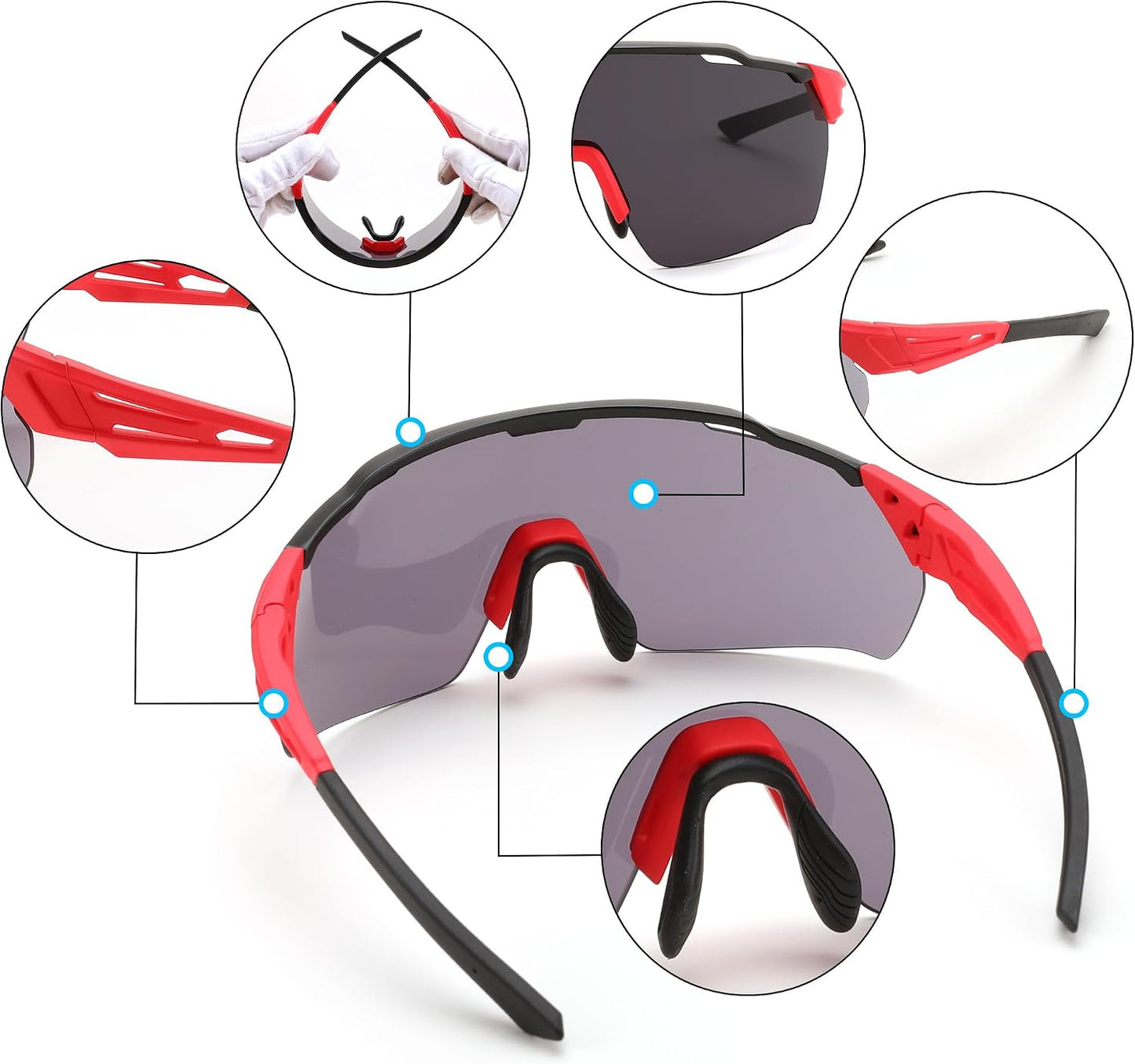 商品图片 5 | B0CZDZR9PM | FEISEDY Sports Sunglasses for Men Women,Driving Fishing Cycling Mountain Sunglasses UV400 Protection B0149