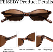 ÉÌƷͼƬ 27 | B0DMN69R27 | FEISEDY Retro Oval Cat Eye Sunglasses for Women 90s Narrow Lightweight Shades Y2k Trendy Sunnies B0257