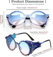 ÉÌƷͼƬ 4 | B0CZDVFVSJ | FEISEDY Retro Round Steampunk Sunglasses Women Men Vintage Eyewear Metal Frame Leatherwear B0140
