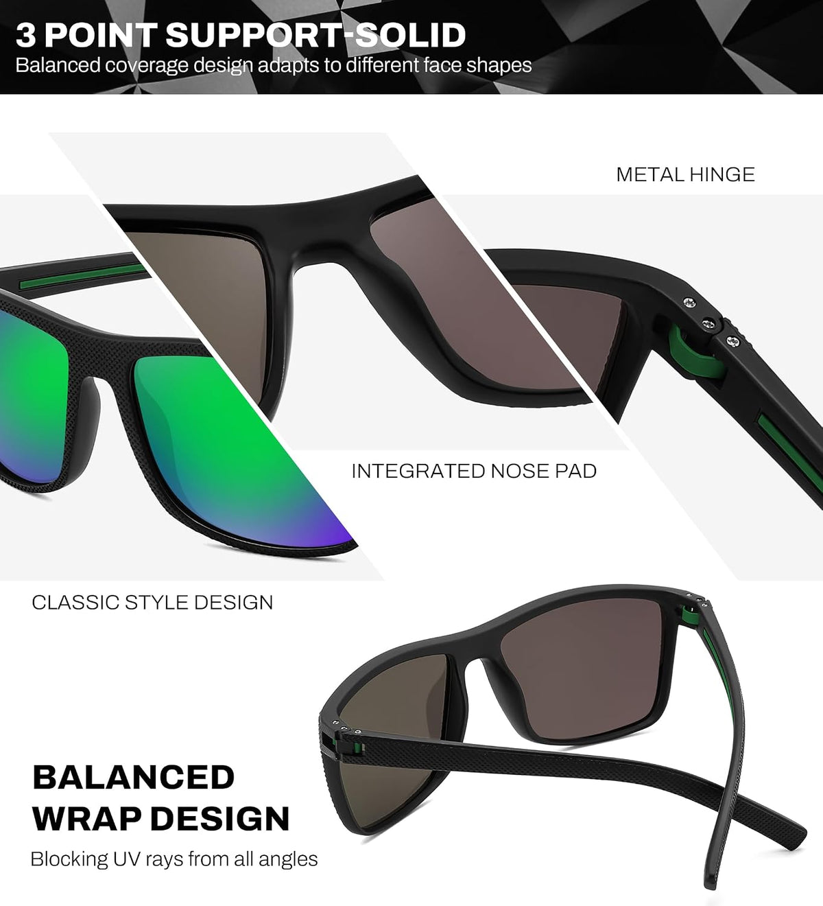 ÉÌƷͼƬ 28 | B0F8J2TQSK | FEISEDY Polarized Sunglasses for Men and Women Lightweight Frame Sun Glasses with UV400 Protection for Driving Fishing B0301