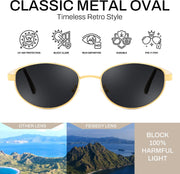 ÉÌƷͼƬ 3 | B0GVDQNHD2 | FEISEDY Oval Metal Sunglasses for Women and Men, Classic UV400 Protection Shades Retro Trendy Driving Fishing Eyewear B0430