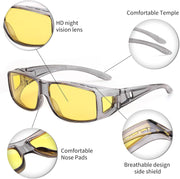 商品图片 5 | B0DK39MNNQ | DJ10094 Night Vision Glasses Fit Over Glasses, Anti Glare Yellow Lens for Men & Women