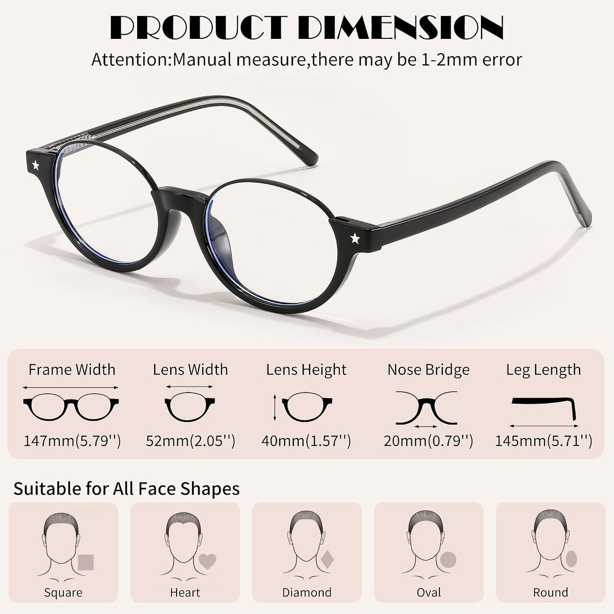 ÉÌƷͼƬ 9 | B0GS9JVKV9 | FEISEDY Trendy Oval Blue Light Glasses for Women Fake Nerd Eyewear Frame Anti Glare B1380
