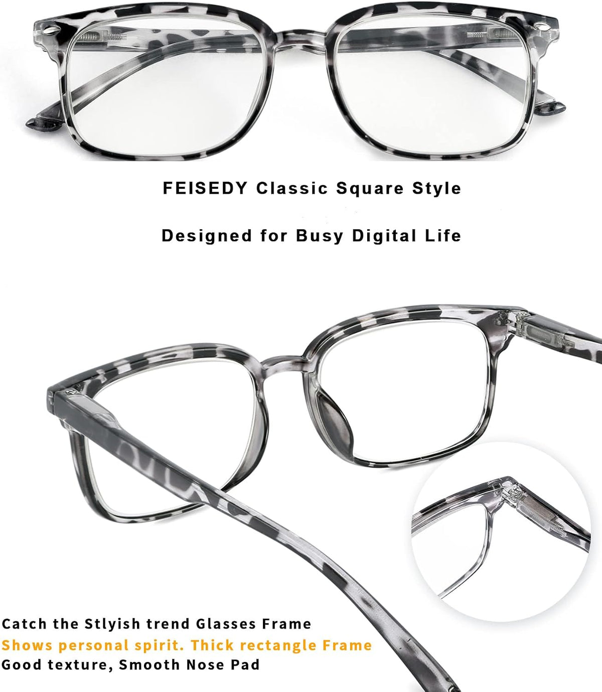 ÉÌƷͼƬ 47 | B07Q5Y42G2 | FEISEDY Progressive Multifocal Reading Glasses Blue Light Blocking Reader Glasses TR90 Frame Women Men B2497