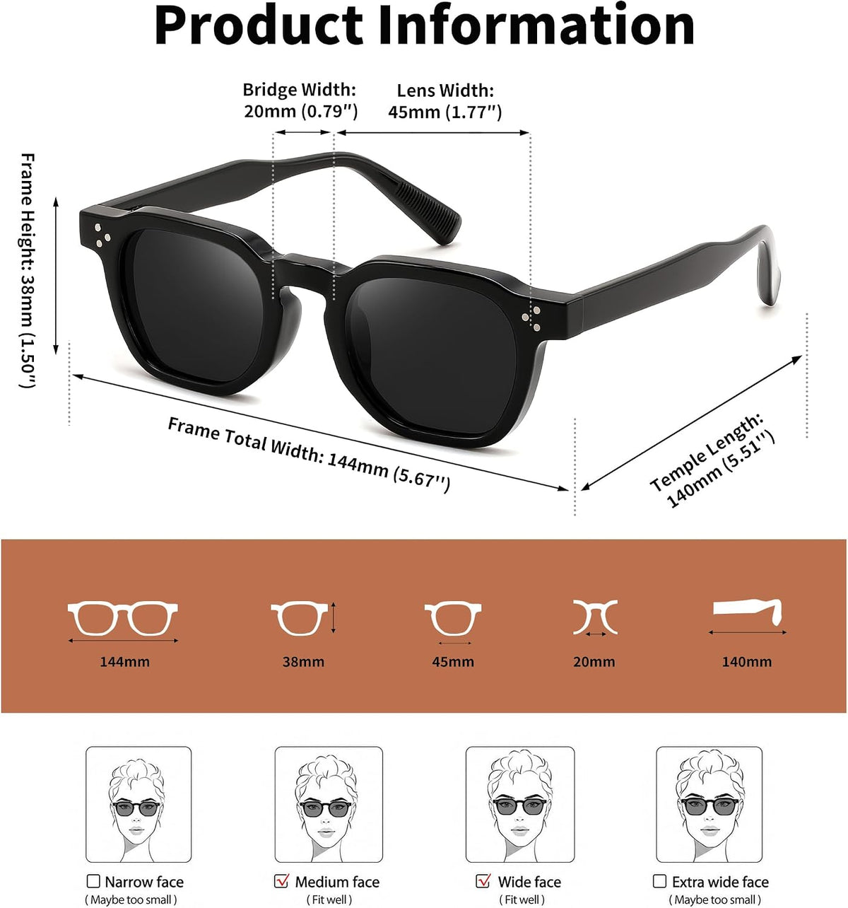 ÉÌƷͼƬ 15 | B0H83DD892 | FEISEDY Retro Thick Polarized Square Sunglasses for Women Men B0458