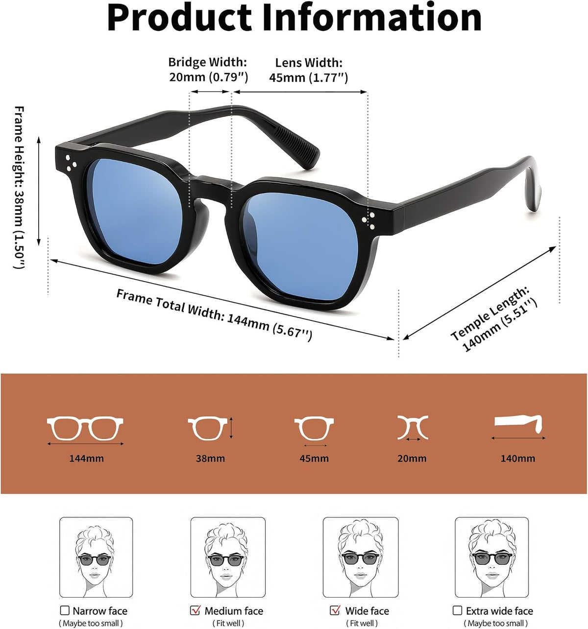 ÉÌƷͼƬ 5 | B0H83DD892 | FEISEDY Retro Thick Polarized Square Sunglasses for Women Men B0458