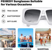 ÉÌƷͼƬ 19 | B0CYX6Y87W | FEISEDY Retro Oversized Avaitor Sunglasses for Women Men Bold Thick Frame Flat Top Shades B0126
