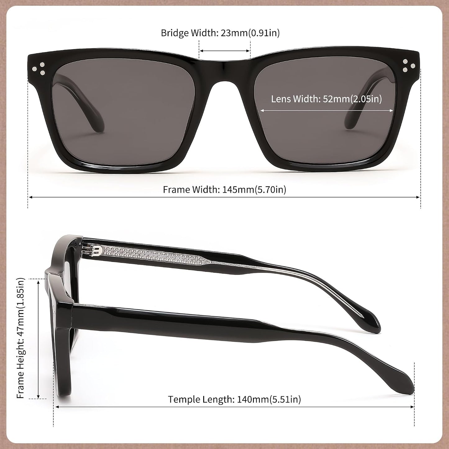 商品图片 26 | B0FHD6DJB5 | FEISEDY Trendy Square Polarized Sunglasses For Men Women Thick Frame B0294