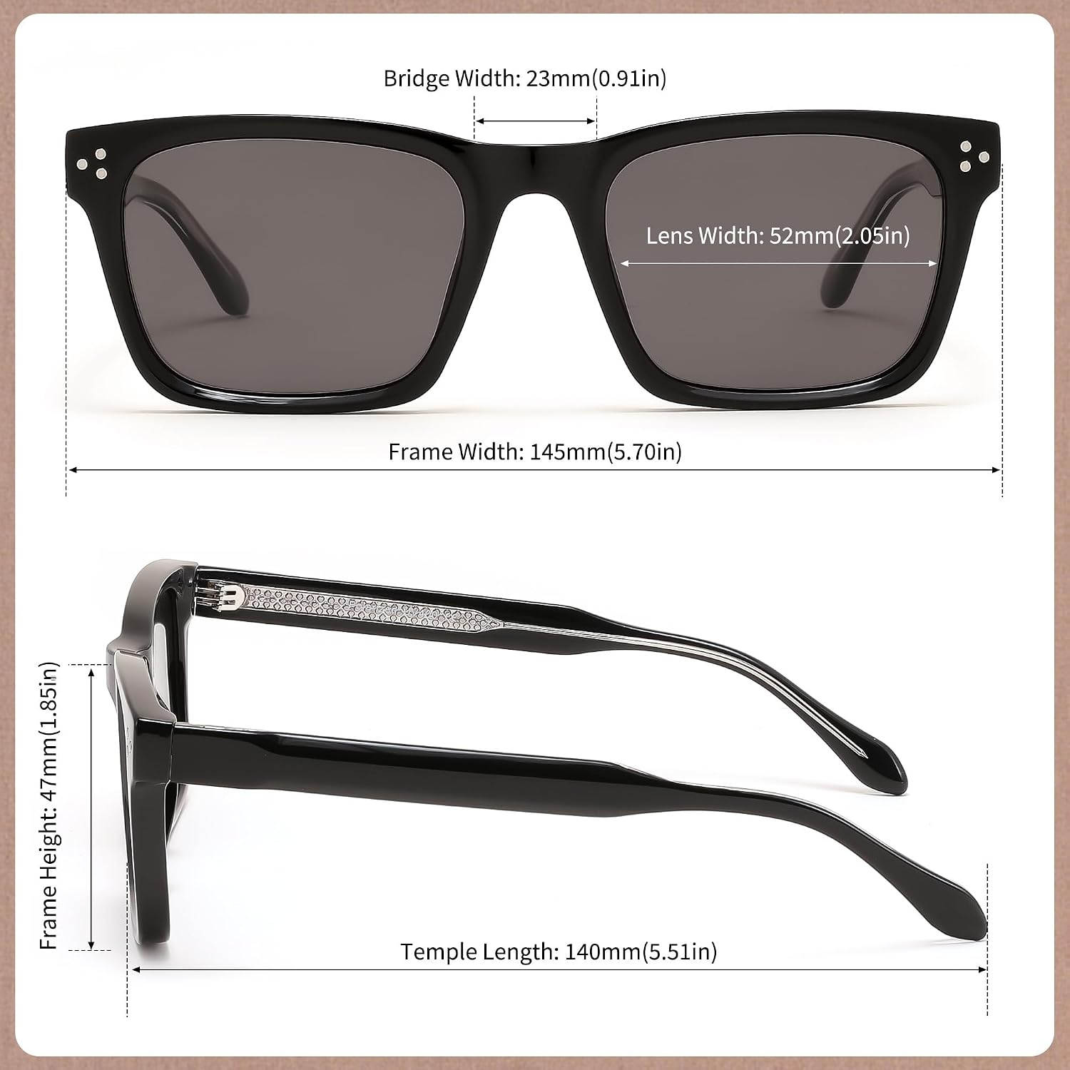 商品图片 26 | B0FHD6DJB5 | FEISEDY Trendy Square Polarized Sunglasses For Men Women Thick Frame B0294