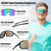 ÉÌƷͼƬ 5 | B0DGTRTMPX | FEISEDY Sports Sunglasses for Men and Women, Large Rectangular Lens, Baseball Cycling Running Sunglasses B0243