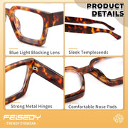 ÉÌƷͼƬ 17 | B0DXDYMMPM | FEISEDY Retro Blue Light Blocking Glasses for Women Men 90s Classic Rectangle Frame Thick Chic Computer Eyeglasses B2383R