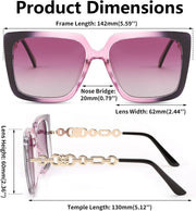 ÉÌƷͼƬ 40 | B08HVPGJW5 | FEISEDY Sunglasses Womens Trendy, Oversized Square Shades, Pearl Inlay Cat Eye Frame UV400 Protection B2625