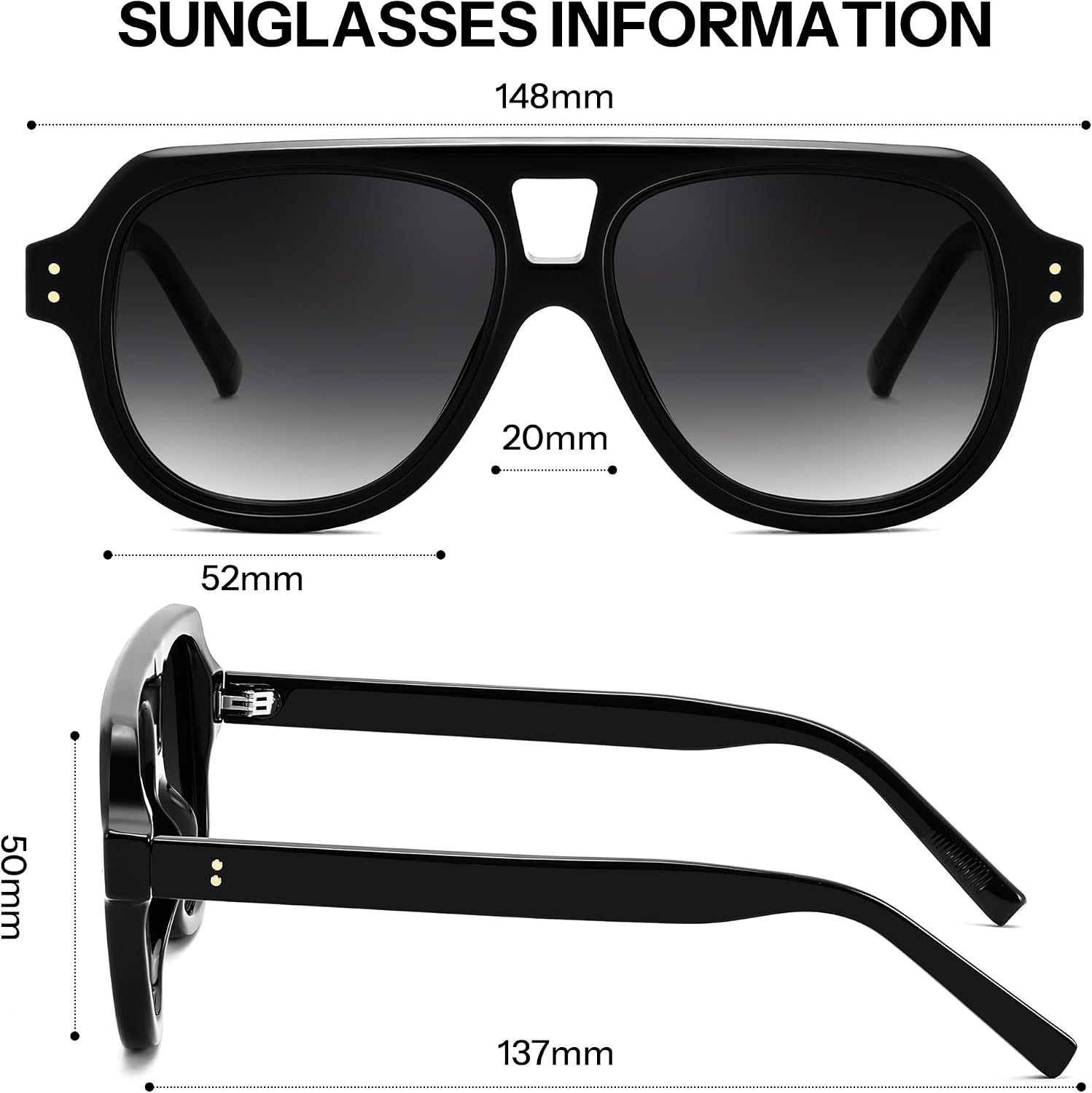 商品图片 27 | B0H1WK6BZT | FEISEDY Retro Aviator Polarized Sunglasses Men Women Trendy Square B0433