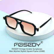 ÉÌƷͼƬ 37 | B09YTJ4FQZ | FEISEDY Vintage Square 70s Flat Aviator Sunglasses Women Men Classic Retro Stylish Frame UV400 Sunglasses B2622