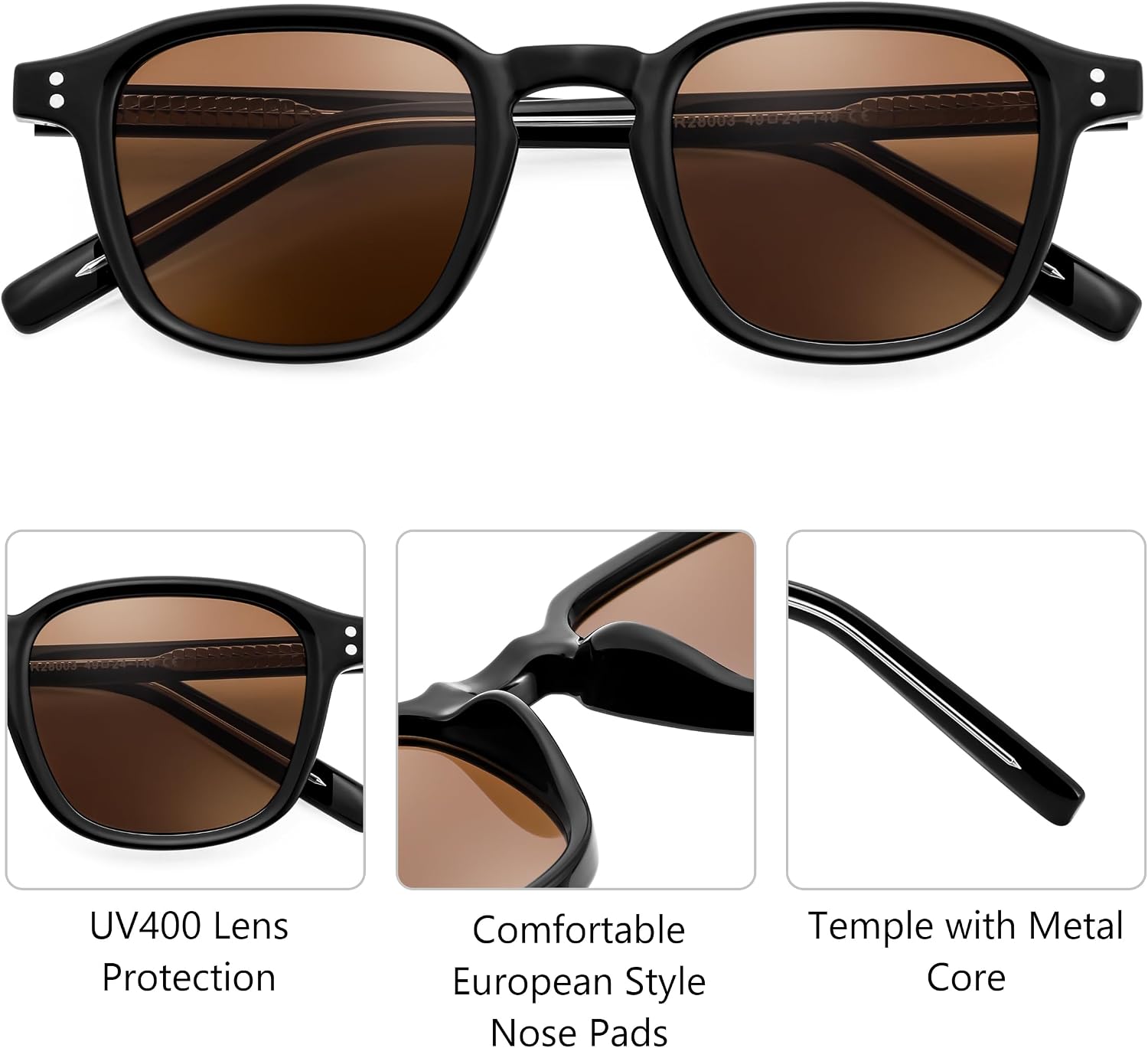 商品图片 3 | B0FHKKRN89 | FEISEDY Retro Square Sunglasses Women Men Vintage Trendy Shades UV400 Protection B0306