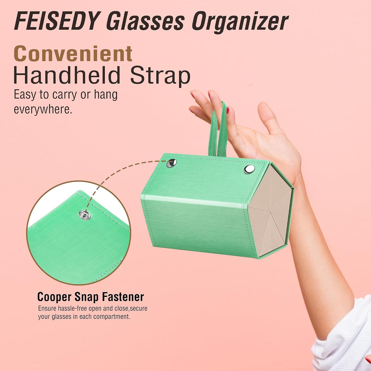 ÉÌƷͼƬ 42 | B0CSFHKMSS | FEISEDY Sunglasses Organizer 5 Slots Travel Glasses Case,Hanging Eyewear Holder Fashionable PU Leather Eyeglass Case B0087