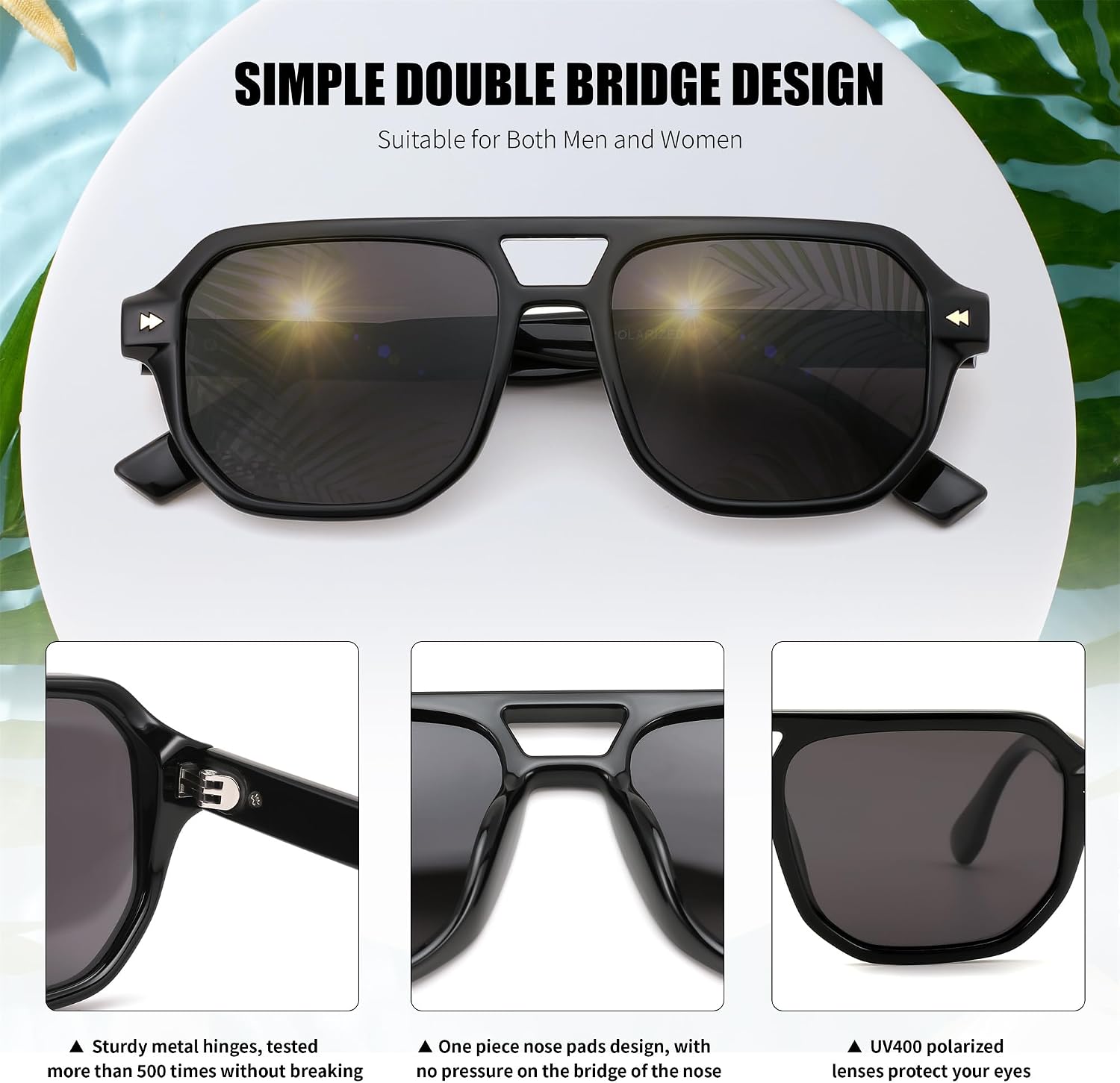 商品图片 12 | B0DSH2BVX5 | FEISEDY Polarized Aviator Sunglasses Men Women, Retro 70s Style Design - UV400 Protection, Driving & Daily Wear B0203