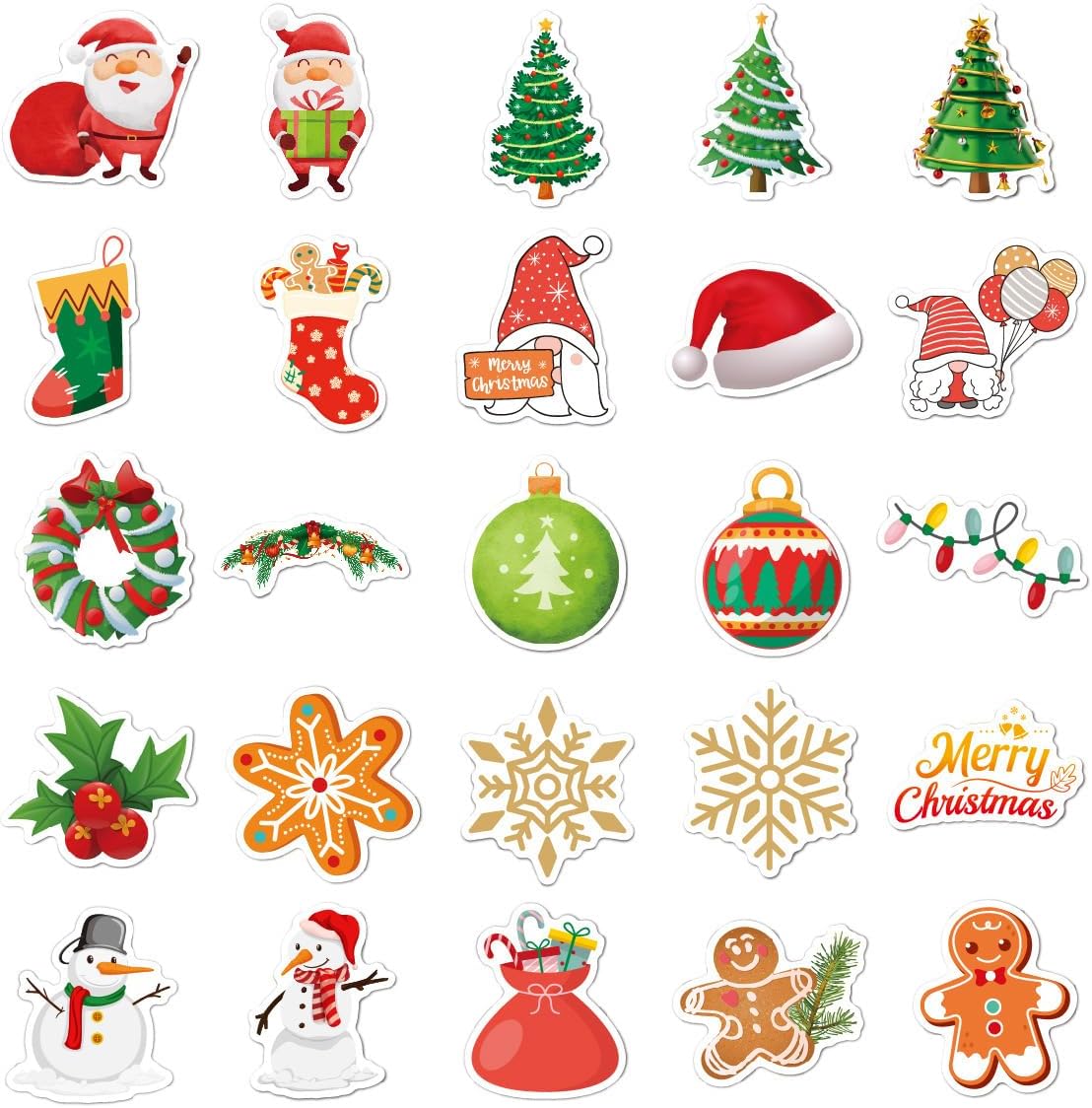 商品图片 4 | B0FY4TDGSH | 50PCS Christmas Theme Stickers for Cards & Crafts, Vinyl Waterproof Xmas Holiday Stickers Festive Gifts for Kids and Teens