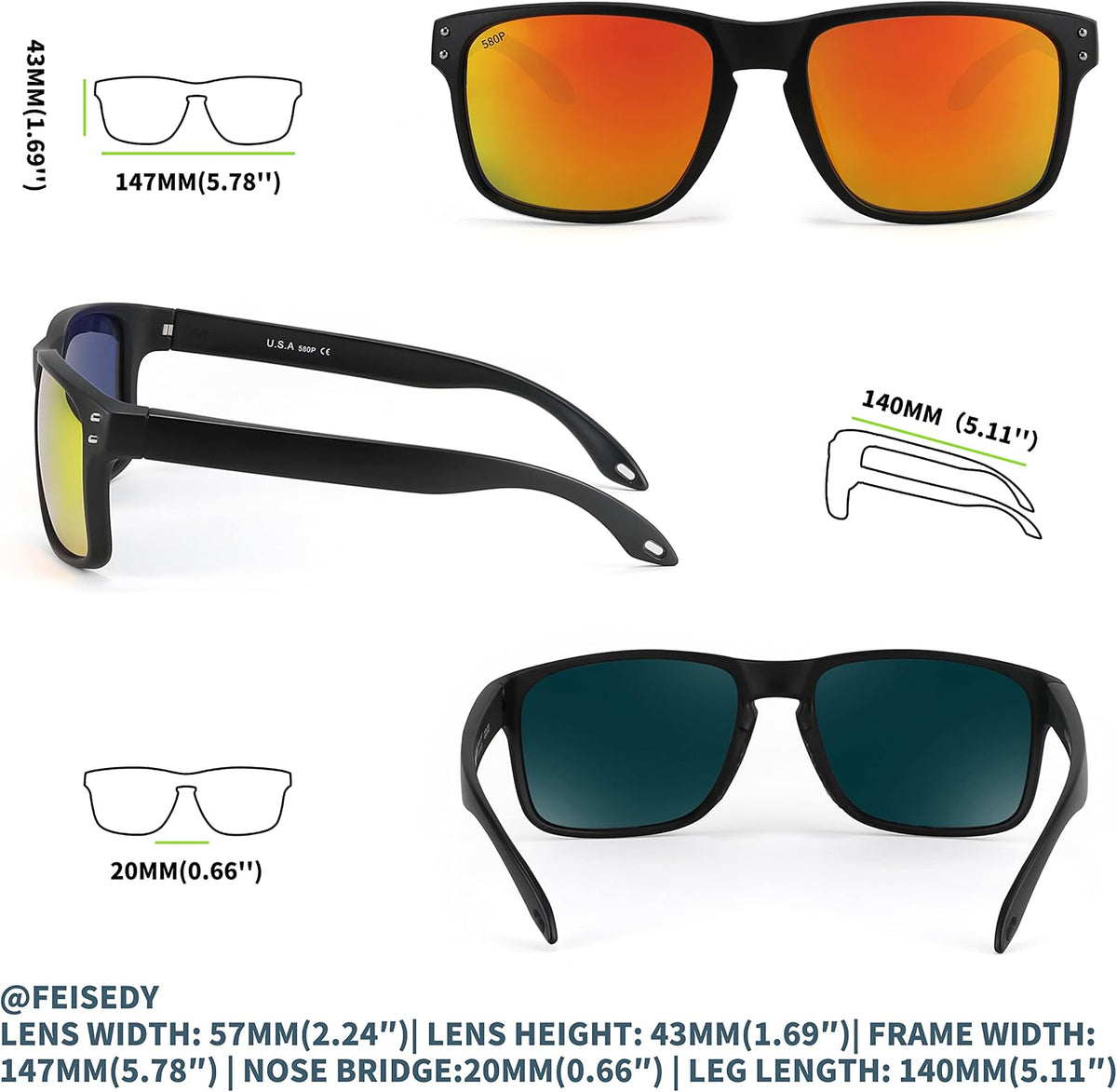 ÉÌƷͼƬ 12 | B09P11P3PC | FEISEDY Polarized Sports Sunglasses for Men Women, Classic Fishing Driving Cycling Goggles, UV400 Protection B2234