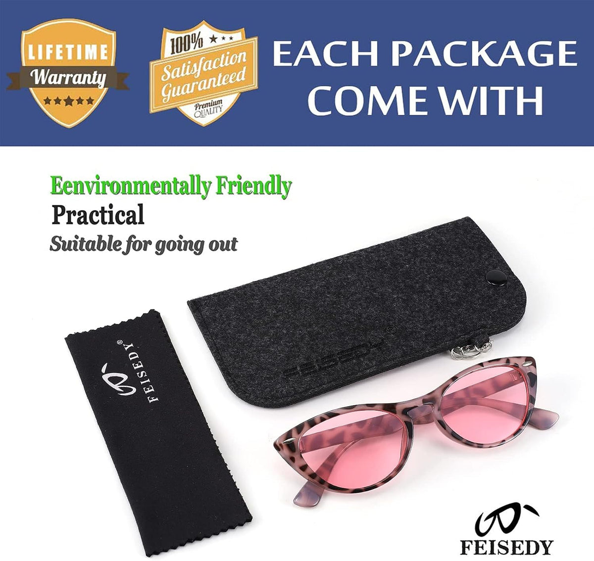 ÉÌƷͼƬ 19 | B08B8G5GR9 | FEISEDY Retro Cat Eye Sunglasses Women Men Vintage Small Cateye UV400 Sunglasses B2617