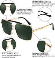 ÉÌƷͼƬ 4 | B0CP21BC1C | FEISEDY Trendy Polarized Aviator Sunglasses Womens Mens Retro Square Double Bridge Metal 90s Shades B0098