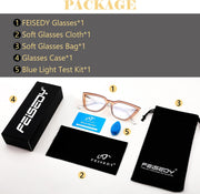 ÉÌƷͼƬ 13 | B0BHT5M418 | FEISEDY Women Cat Eye Blue Light Blocking Glasse Frame Fake Nerd Clear Square Computer Eyewear Anti Eyestrain B2353