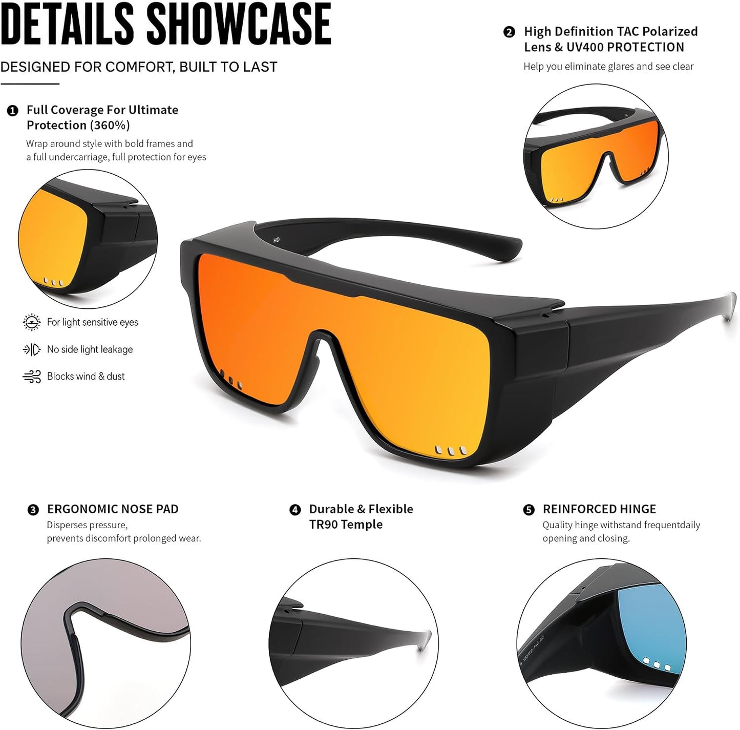 商品图片 13 | B0H2Z4Q1KM | FEISEDY Fit Over Glasses Polarized Sunglasses for Men Women B0456
